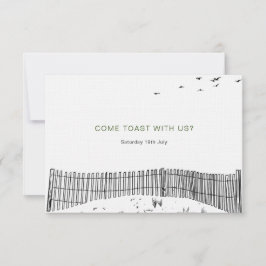 Tarjeta De Confirmación De Asistencia Boda de Arte de Línea Mínima de Sandy Beach con Am