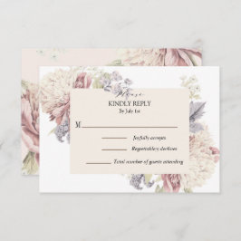Tarjeta De Confirmación De Asistencia Boda de arte fino y botánico de Viñage Peony