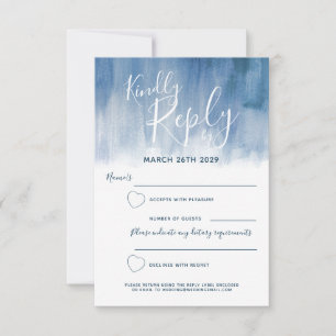 Tarjeta De Confirmación De Asistencia Boda de arte moderno abstracto azul gris