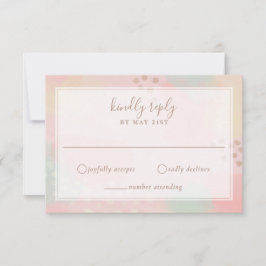 Tarjeta De Confirmación De Asistencia Boda de Arte Moderno Rosa y Peach Pastel
