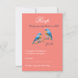 Tarjeta De Confirmación De Asistencia Boda de aves azucaradas románticas de coral suave