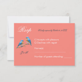 Tarjeta De Confirmación De Asistencia Boda de aves azucaradas románticas de coral suave