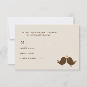 Tarjeta De Confirmación De Asistencia Boda de Aves de Amor Caída