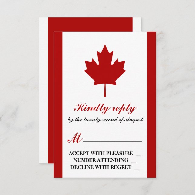 Tarjeta De Confirmación De Asistencia Boda de Bandera de Canadá (Anverso / Reverso)