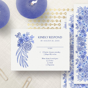 Tarjeta De Confirmación De Asistencia Boda de Blue Floral French