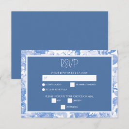 Tarjeta De Confirmación De Asistencia Boda de Blue Watercolor Botanals Florals