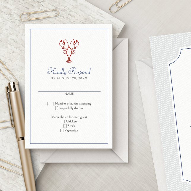 Tarjeta De Confirmación De Asistencia Boda de bogavante náutico (Subido por el creador)