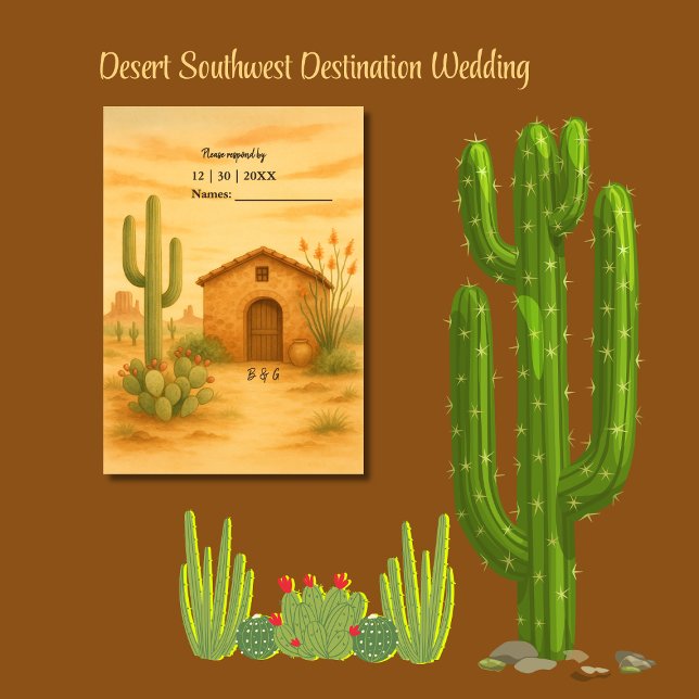Tarjeta De Confirmación De Asistencia Boda de Boho Desert Southwest Terracotta (Subido por el creador)