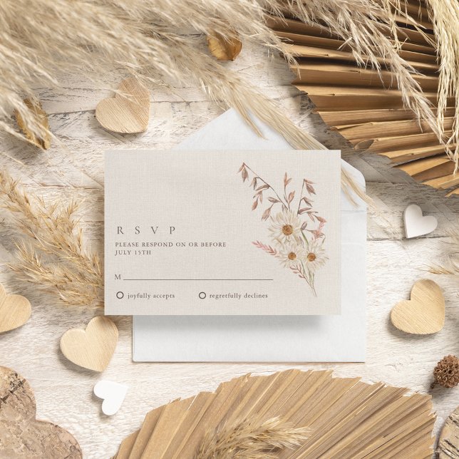 Tarjeta De Confirmación De Asistencia Boda de Boho Wildflower Bohemiano ruso (Rustic Boho Wildflower Bohemian Wedding RSVP Card)
