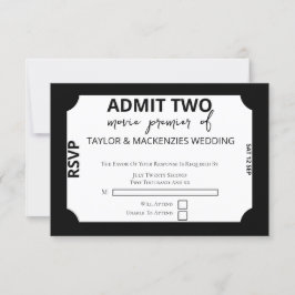 Tarjeta De Confirmación De Asistencia Boda de boletos de cine