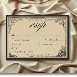 Tarjeta De Confirmación De Asistencia Boda de borde de línea gótica vintage