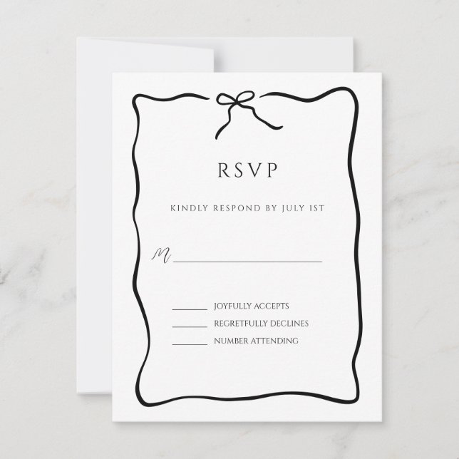 Tarjeta De Confirmación De Asistencia Boda de borde de script caprichoso (Anverso)