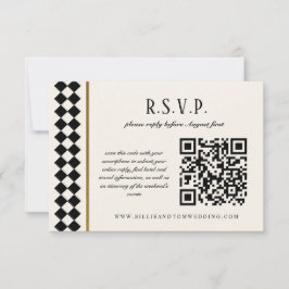 Tarjeta De Confirmación De Asistencia Boda de borde de tablero negro y dorado en línea