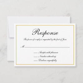 Tarjeta De Confirmación De Asistencia Boda de borde dorado de caligrafía formal