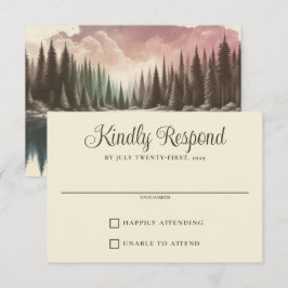 Tarjeta De Confirmación De Asistencia Boda de bosque de acuarela