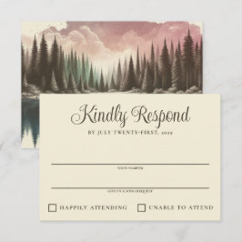 Tarjeta De Confirmación De Asistencia Boda de bosque de acuarela