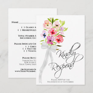 Tarjeta De Confirmación De Asistencia Boda de Bouquet de Pansy Wildflowers