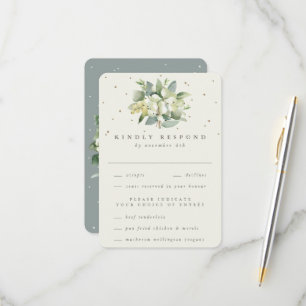 Tarjeta De Confirmación De Asistencia Boda de Bouquet Green/Cream Snowberry+Eucalyptus