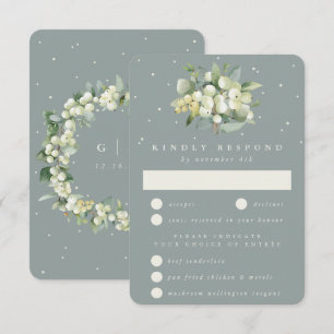 Tarjeta De Confirmación De Asistencia Boda de Bouquet Seafoam Green Snowberry+Eucalyptus