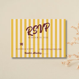 Tarjeta De Confirmación De Asistencia Boda de Burgundy Retro con Raya de Melocotón Desva