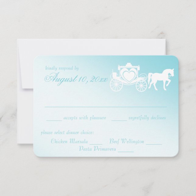 Tarjeta De Confirmación De Asistencia Boda de Caballo y Carrito de Cuentos de Hadas (Anverso)