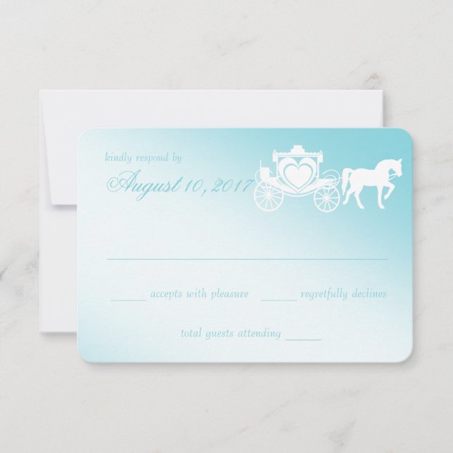 Tarjeta De Confirmación De Asistencia Boda de Caballo y Carrito de Cuentos de Hadas (Anverso)