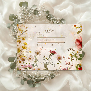 Tarjeta De Confirmación De Asistencia Boda de Caída de Flor Silvestre Meadow