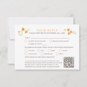 Tarjeta De Confirmación De Asistencia Boda de calabaza de acuarela Caída en el Amor Códi