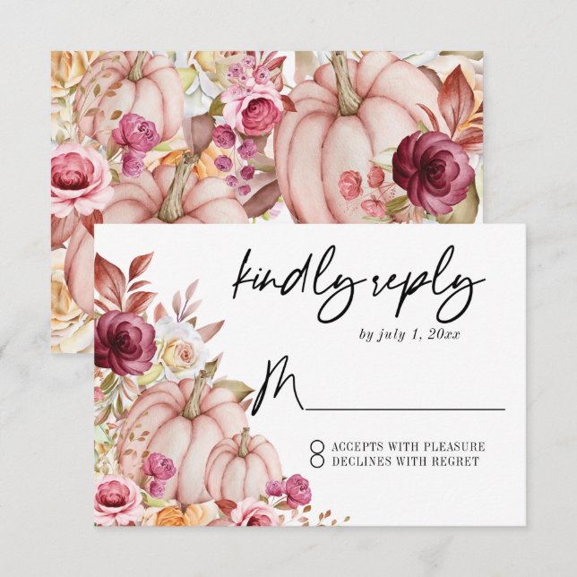 Tarjeta De Confirmación De Asistencia Boda de calabaza otoñal (Anverso / Reverso)