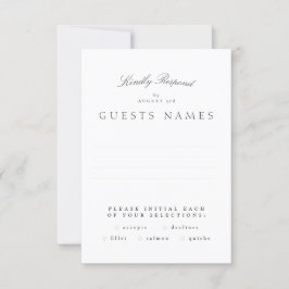 Tarjeta De Confirmación De Asistencia Boda de caligrafía blanca gris clásico formal