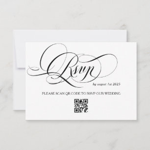 Tarjeta De Confirmación De Asistencia Boda de caligrafía blanca y negra
