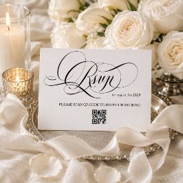 Tarjeta De Confirmación De Asistencia Boda de caligrafía blanca y negra