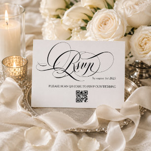 Tarjeta De Confirmación De Asistencia Boda de caligrafía blanca y negra