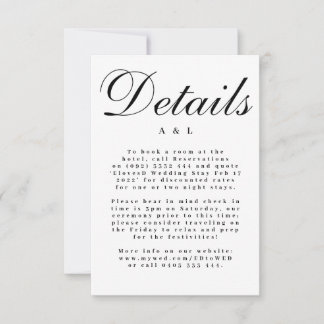Tarjeta De Confirmación De Asistencia Boda de Caligrafía Clásica Elegante en Blanco y Ne