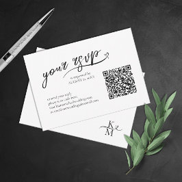 Tarjeta De Confirmación De Asistencia Boda de caligrafía de amor Código QR Código B&W ID