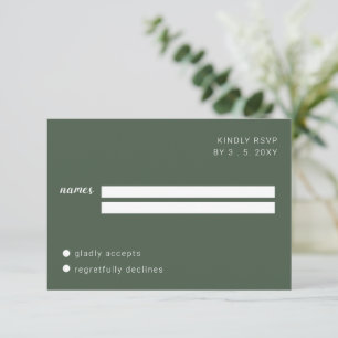 Tarjeta De Confirmación De Asistencia Boda de caligrafía de escritura Minimalista verde 