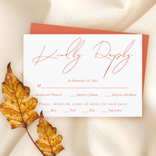 Tarjeta De Confirmación De Asistencia Boda de caligrafía del guión del naranja de verona