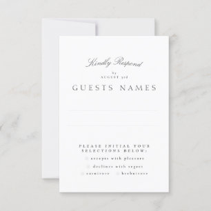 Tarjeta De Confirmación De Asistencia Boda de caligrafía elegante clásica formal