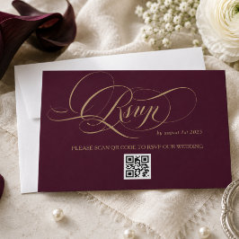 Tarjeta De Confirmación De Asistencia Boda de caligrafía elegante rojo vino