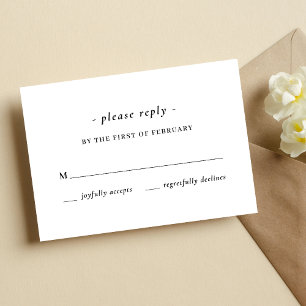 Tarjeta De Confirmación De Asistencia Boda de Caligrafía en Blanco y Negro