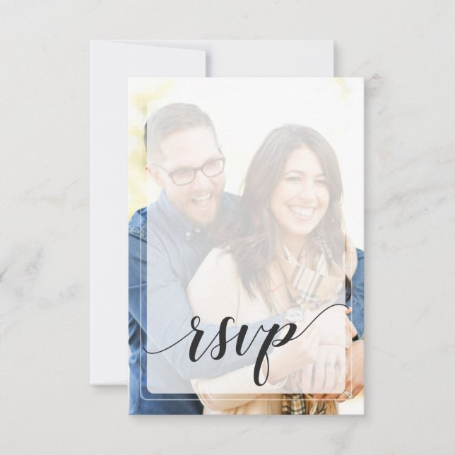Tarjeta De Confirmación De Asistencia Boda de caligrafía fotográfica de aspecto capricho (Anverso)