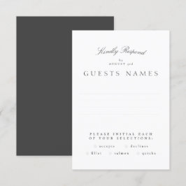 Tarjeta De Confirmación De Asistencia Boda de caligrafía gris oscuro clásico formal