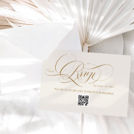 Tarjeta De Confirmación De Asistencia Boda de caligrafía minimalista marfil