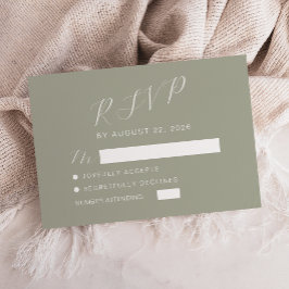 Tarjeta De Confirmación De Asistencia Boda de Caligrafía Moderna Verde Salvia