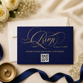 Tarjeta De Confirmación De Asistencia Boda de Caligrafía Romántica Azul Real
