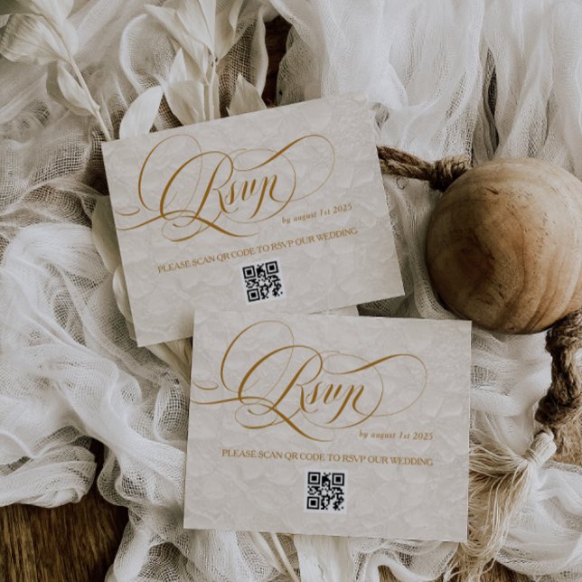 Tarjeta De Confirmación De Asistencia Boda de caligrafía romántica de marfil (Subido por el creador)