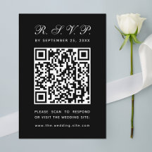 Boda de caligrafía simple de código QR blanco y ne