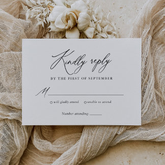 Tarjeta De Confirmación De Asistencia Boda de caligrafía simple y elegante