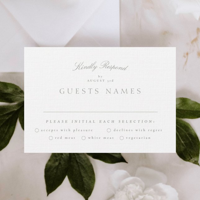 Tarjeta De Confirmación De Asistencia Boda de caligrafía verde formal clásico (Subido por el creador)