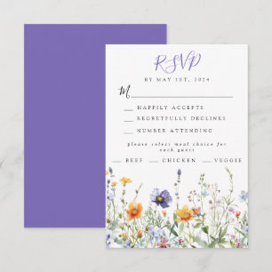 Tarjeta De Confirmación De Asistencia Boda de campo de flores silvestres